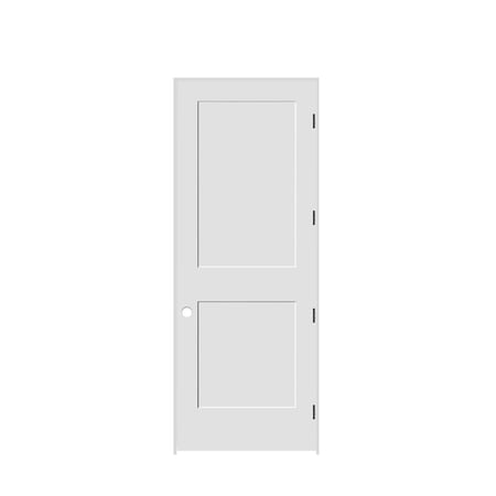 Codel Doors 30" x 96" x 1-3/8" Primed 2-Panel Interior Shaker 7-1/4" LH Prehung Door with Matte Black Hinges 2680pri8402LH10B714
